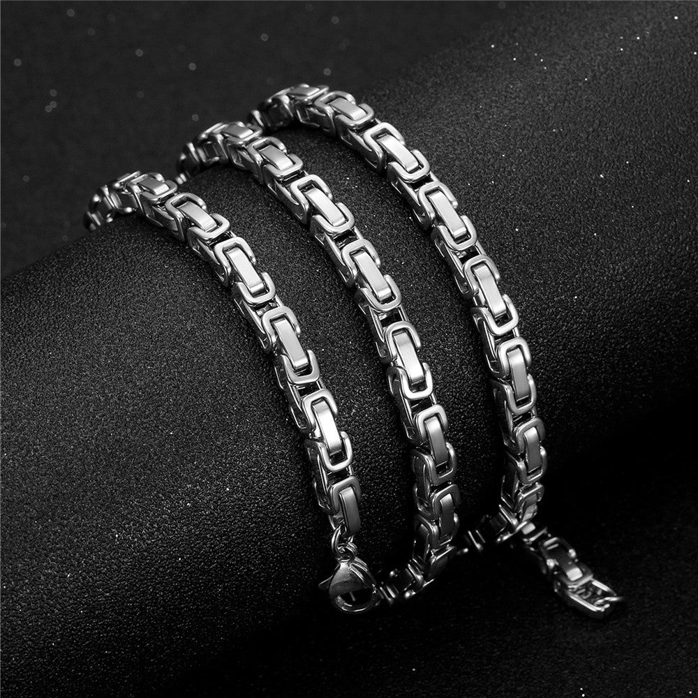 Mens 5mm Stainless Steel Byzantine Choker Sizes No Fade Vintage Hip Hop Chain Necklace