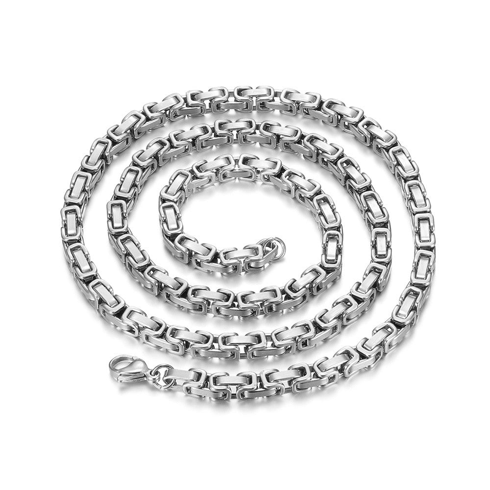 Mens 5mm Stainless Steel Byzantine Choker Sizes No Fade Vintage Hip Hop Chain Necklace