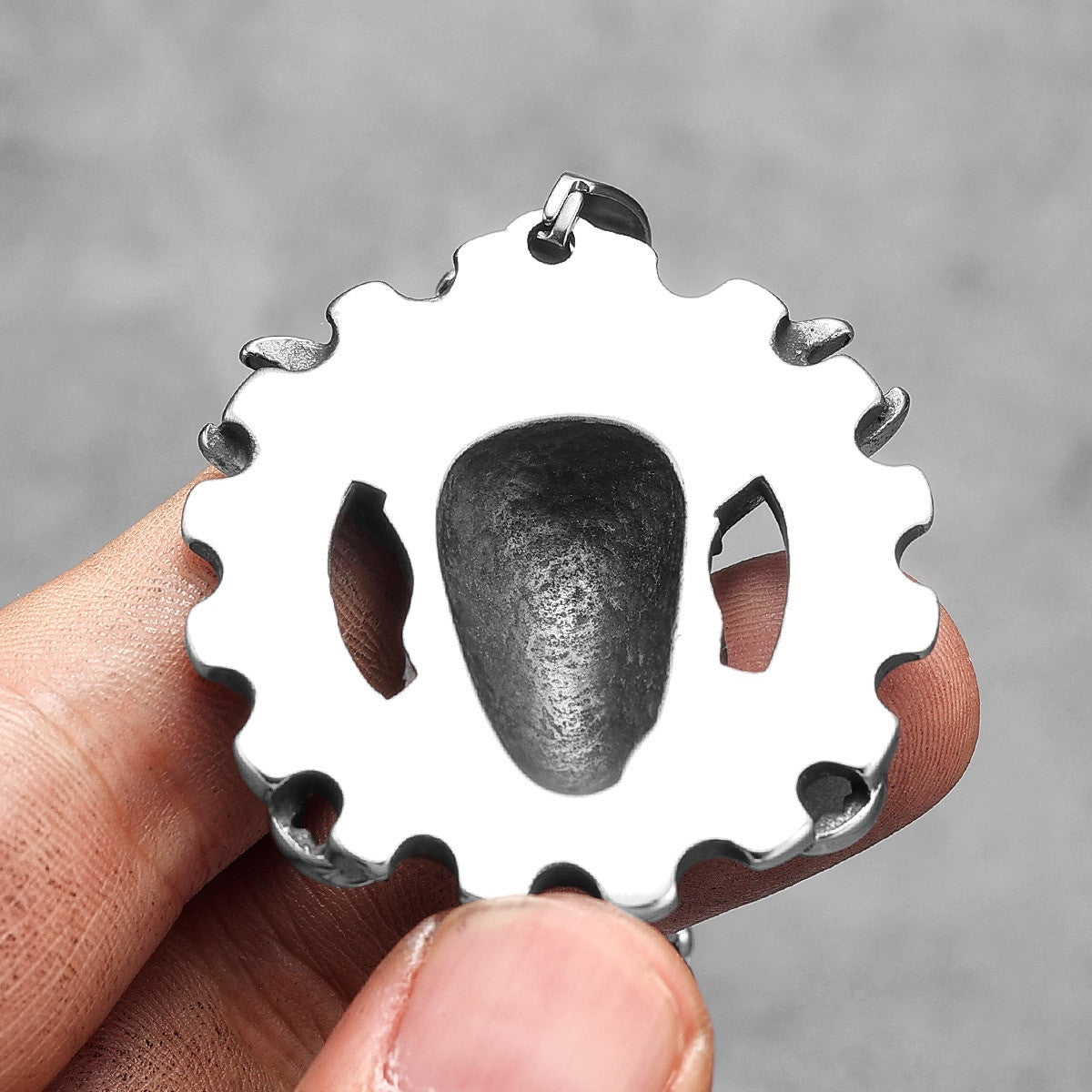 Grease Monkey Mechanical Wrench No Fade Stainless Steel Biker Boy Skull Pendant