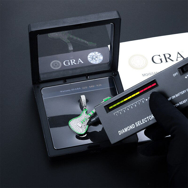 RockStar | Moissanite Diamond Glow In The Dark 925 Sterling Silver Guitar Street Rock Chain