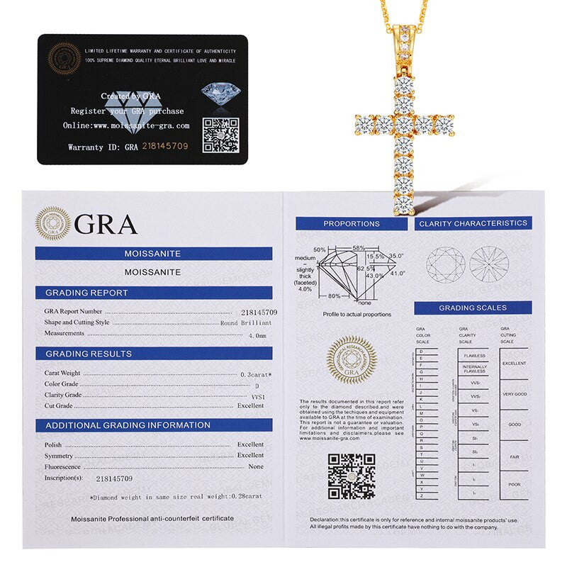 Iced Solid Sterling Silver VVS Lab Diamond Cross Pendant Hip Hop Chain