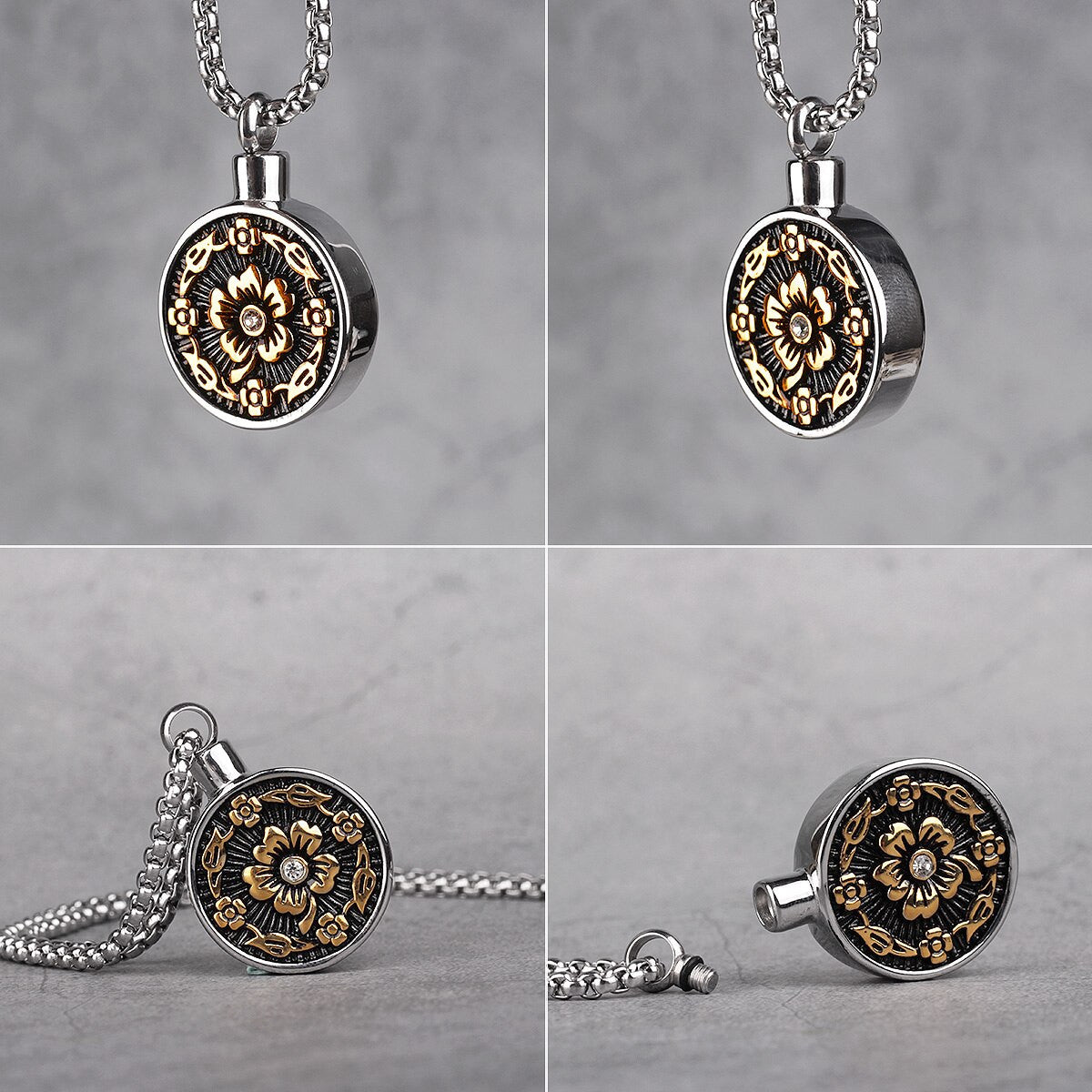 Rose Perfume Bottle Ashes Keep Sake No Fade Stainless Steel Pendant Necklaces