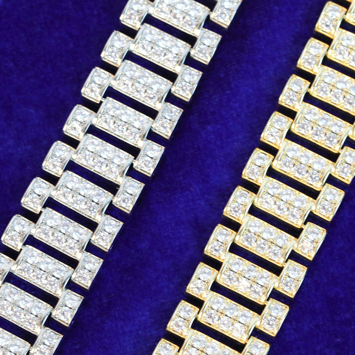 The Iced Prestige | Flooded Ice Cluster Stone Watch Style Thick Band Mens Bracelet