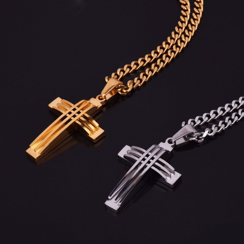 Mens Stainless Steel Cross Pendant