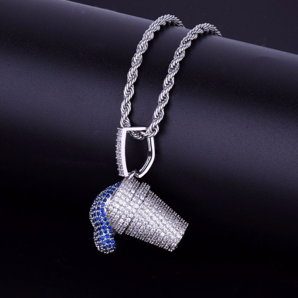 AAA True Micro Pave 24k Gold .925 Silver Lean Cup Drank Hip Hop Pendant Chain Necklace