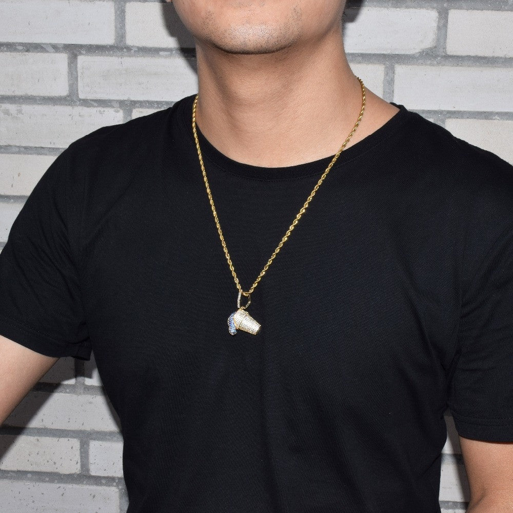 AAA True Micro Pave 24k Gold .925 Silver Lean Cup Drank Hip Hop Pendant Chain Necklace