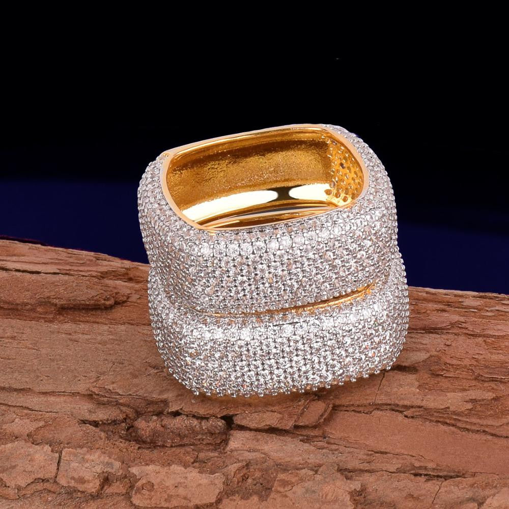 The Reinvented | Square Wheel VVS Diamond CZ 18k Gold 925 Silver Hip Hop Ring