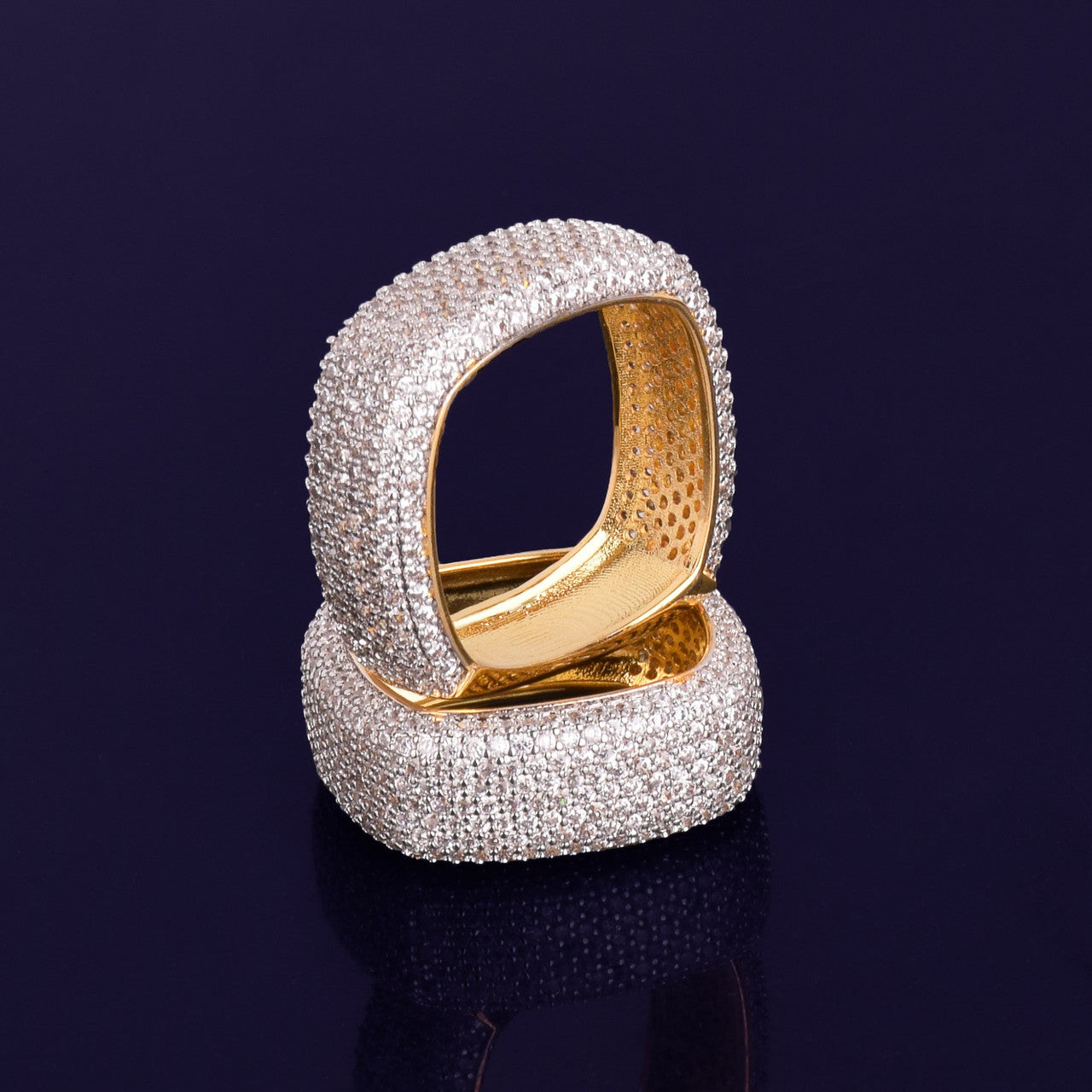 The Reinvented | Square Wheel VVS Diamond CZ 18k Gold 925 Silver Hip Hop Ring