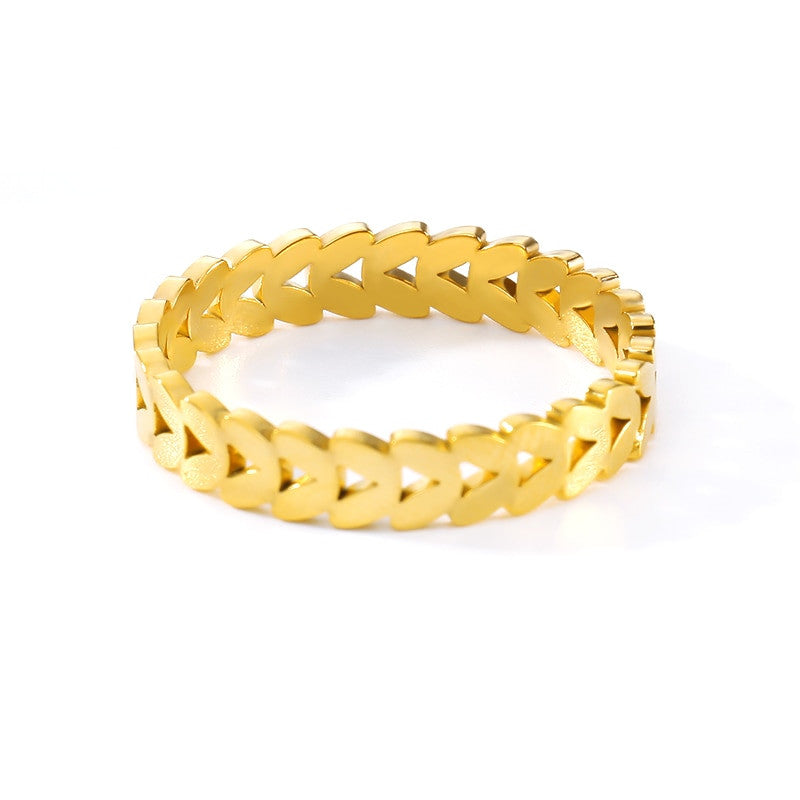 Ladies Casual Fashion 14k Platinum Rose Gold over Stainless Steel Dainty Leaf Rings