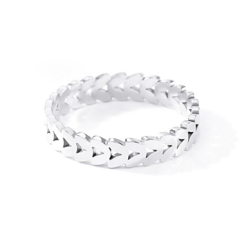 Ladies Casual Fashion 14k Platinum Rose Gold over Stainless Steel Dainty Leaf Rings