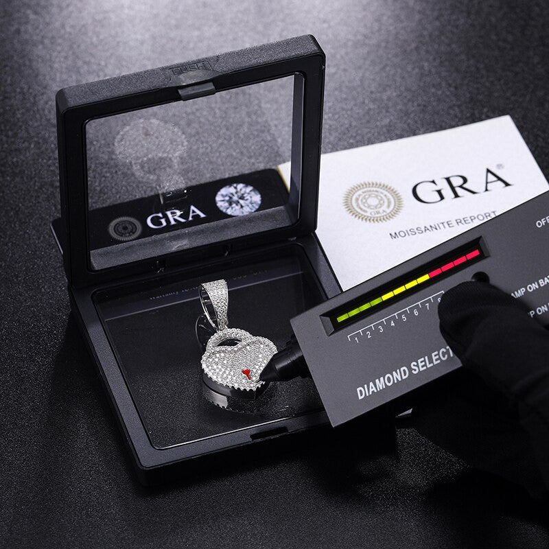 Genuine VVS Lab Diamond Heart On Lock 925 Sterling Silver Necklace Pendant