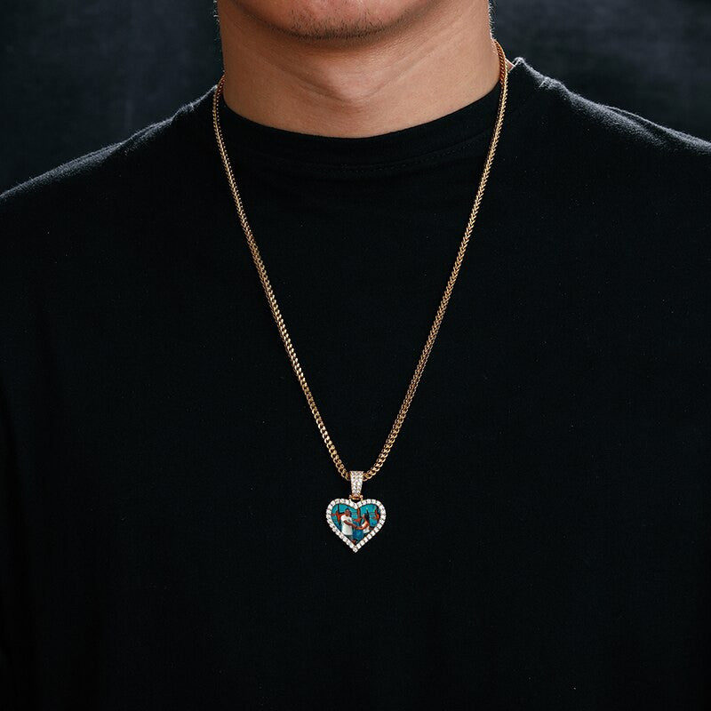Genuine Lab Diamond VVS Heart Shape Memory Photo Picture Hip Hop Chain