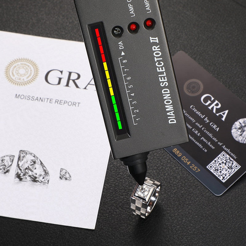 Mens Genuine VVS Lab Diamond Centerstone Rhombus Solid Sterling Silver Hip Hop Rings