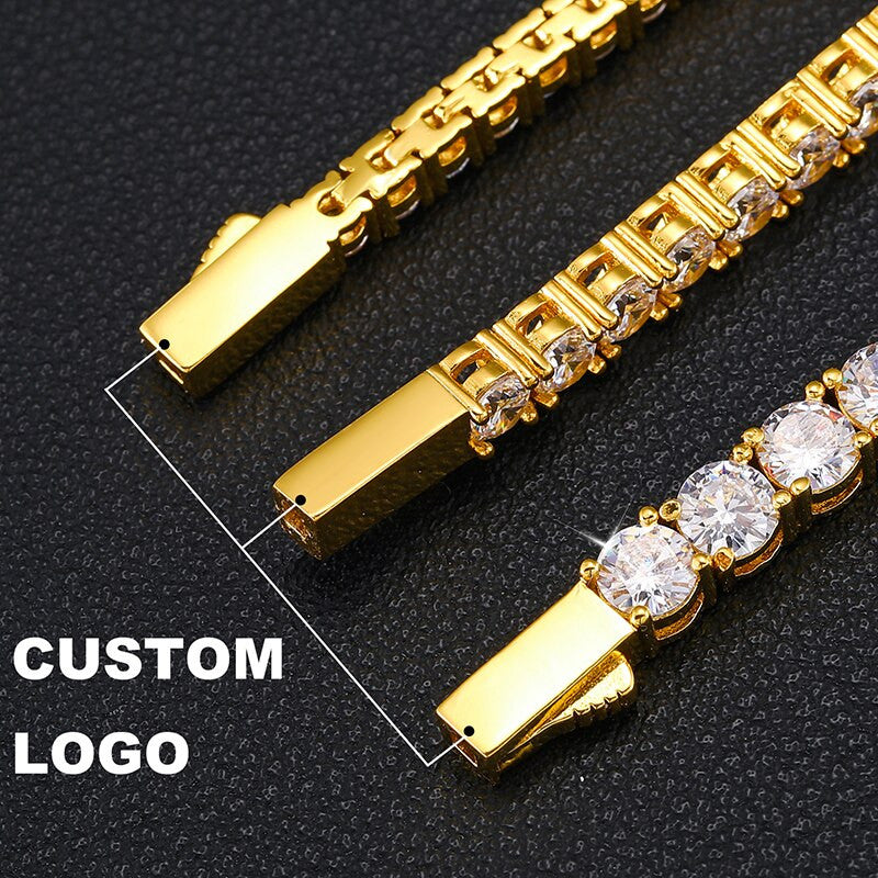 Genuine VVS Diamond Street Wear Casual Flooded Ice Tennis Chain Necklaces Bracelets