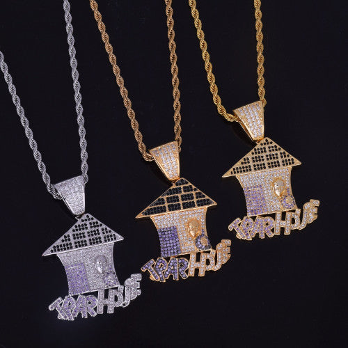The Trap | 18k Gold 925 Silver Multi Color Hip Hop Trap House Pendant Chain