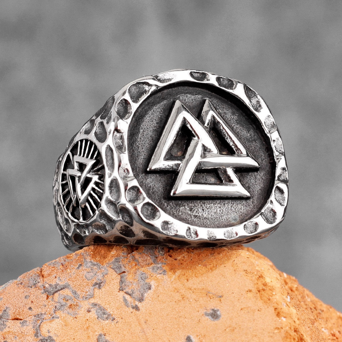 Mens Viking Stainless Steel Myth Odin Tri Triangle Vintage Personality Rings