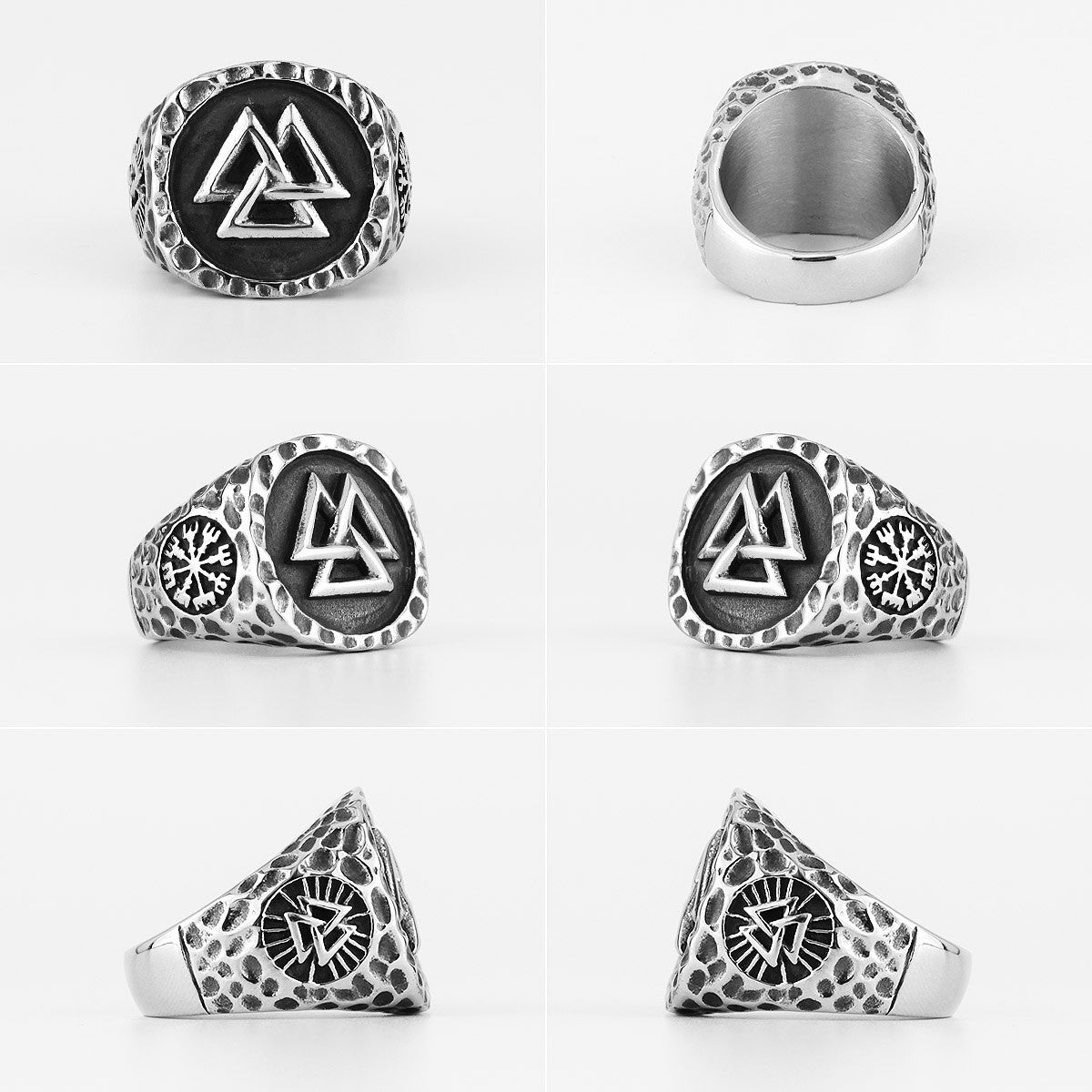 Mens Viking Stainless Steel Myth Odin Tri Triangle Vintage Personality Rings