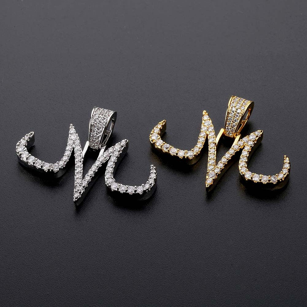 Custom AAA Micro Pave Majin 18k Gold Platinum Pendant Chain Necklace