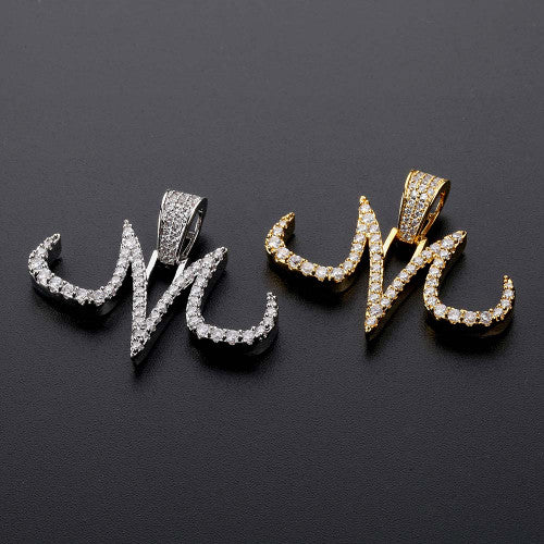 Custom AAA Micro Pave Majin 18k Gold Platinum Pendant Chain Necklace