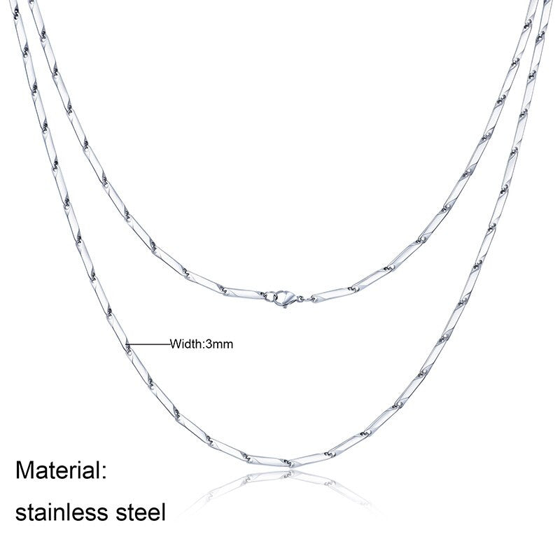 Solid No Fade Stainless Steel Hip Hop Bullet Chain 3mm Necklace