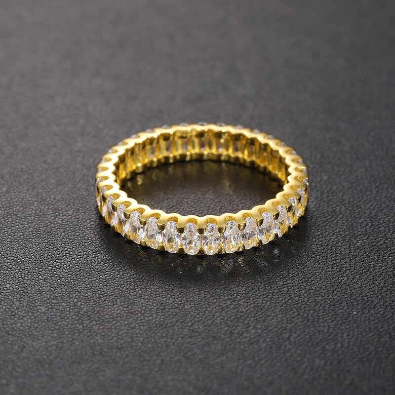 Mens Beautiful Prong Set Genuine VVS Diamond Band Style Solid Silver Hip Hop Rings