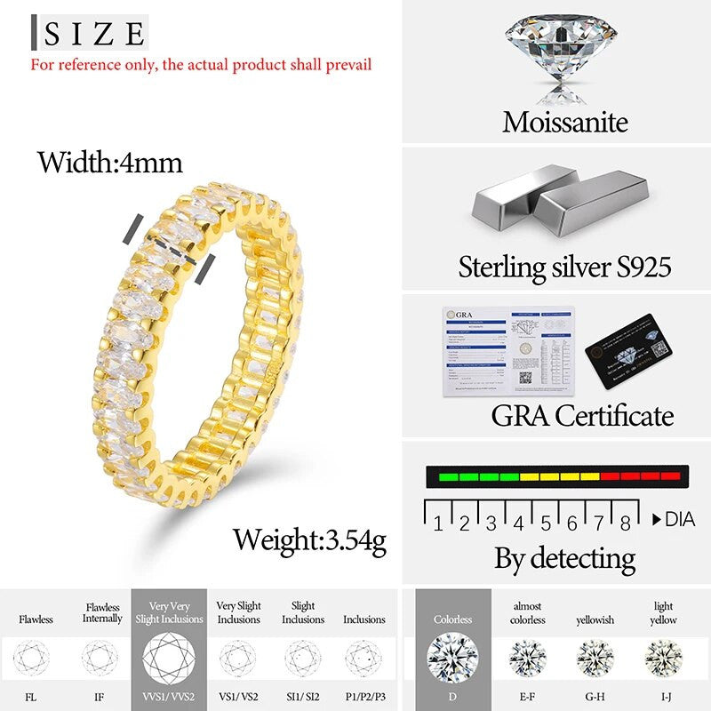 Mens Beautiful Prong Set Genuine VVS Diamond Band Style Solid Silver Hip Hop Rings