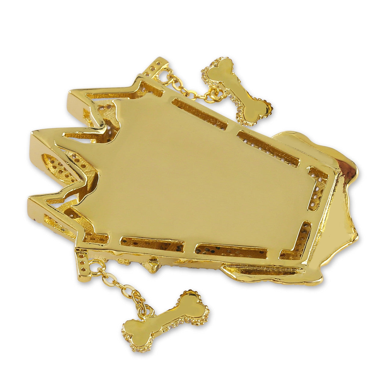 Flooded Ice AAA Micro Pave UKA UKA 18k Gold Mask Solid Pendant Chain Necklace