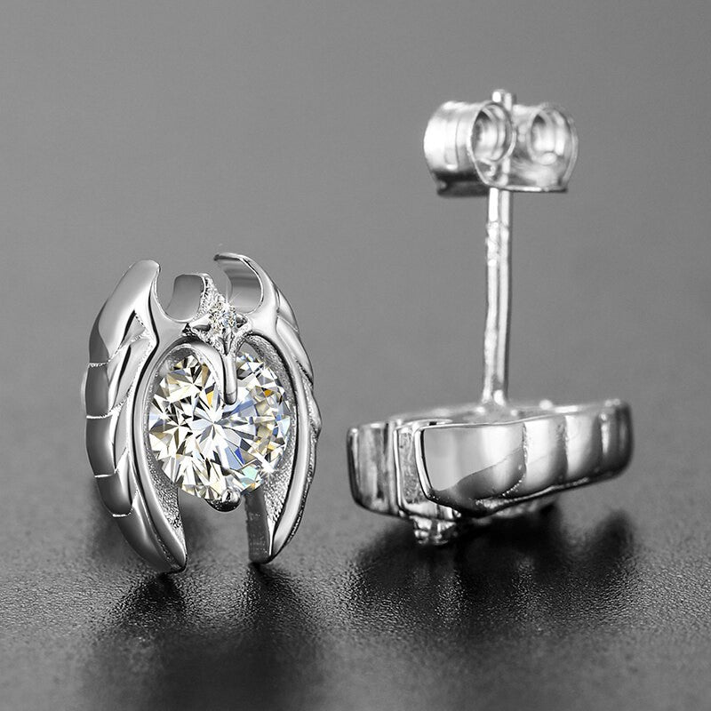 Solid Silver Genuine VVS Diamond Angel Wings Exquisite Iced Blinged Out Earrings