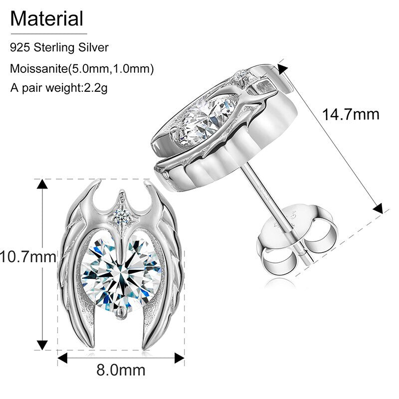 Solid Silver Genuine VVS Diamond Angel Wings Exquisite Iced Blinged Out Earrings