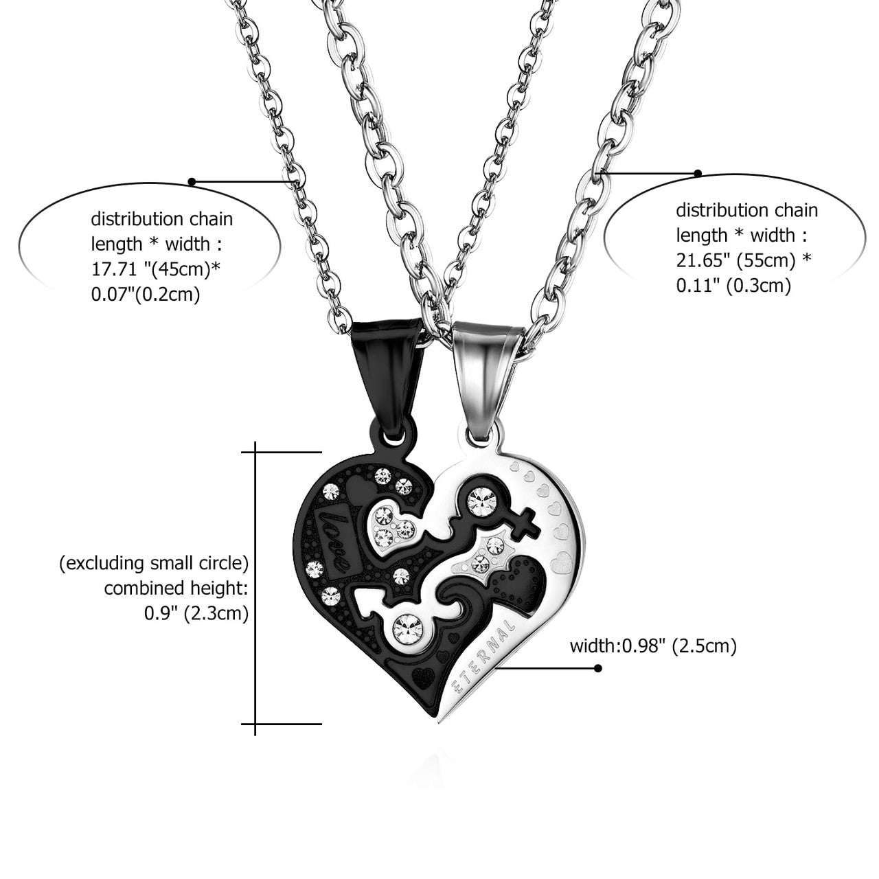 Couples Lovers Lover Eternal 2 Piece Puzzle Heart No Fade Stainless Steel Heart Necklace