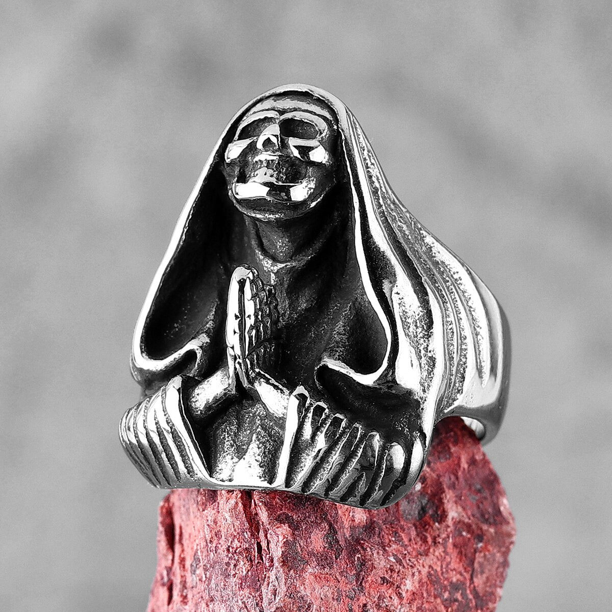 Stainless Steel Skull Nun Let Us Pray Street Wear No Fade Rings