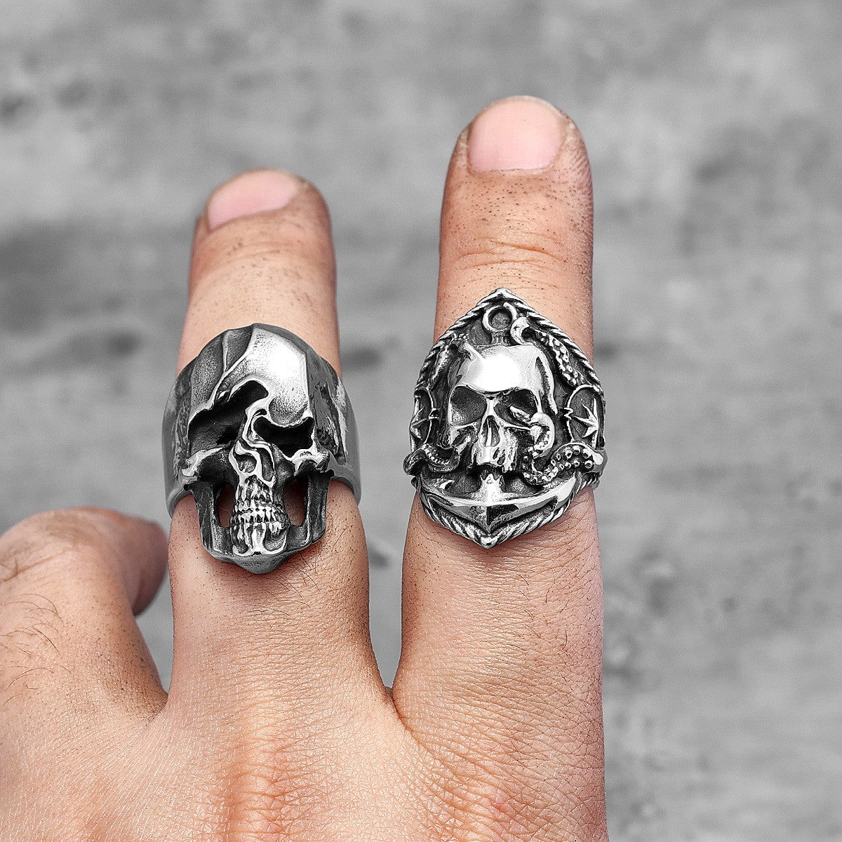 Mens Stainless Steel Dr Octopus Pirate Ghost Skull Anchor Street Wear Rings