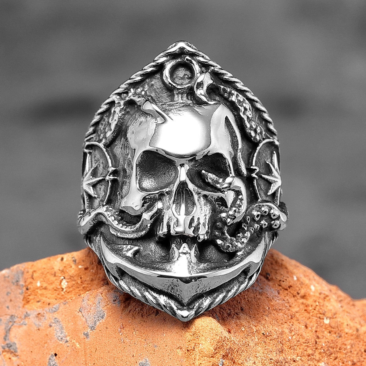 Mens Stainless Steel Dr Octopus Pirate Ghost Skull Anchor Street Wear Rings