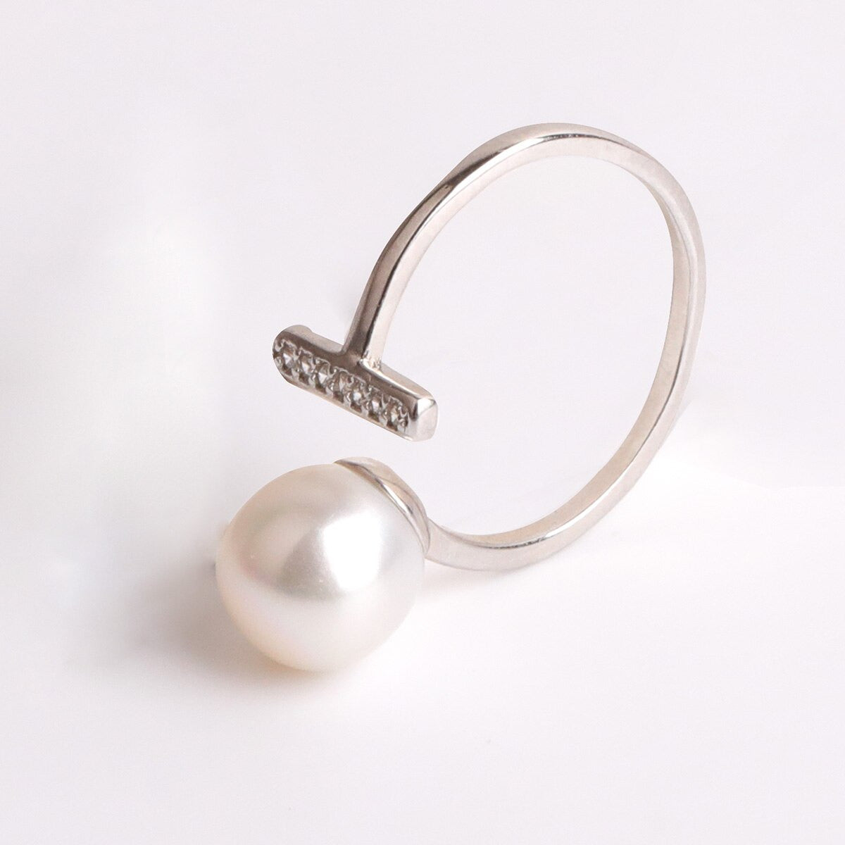 Ladies Street Wear Casual Adjustable Pearl Ring