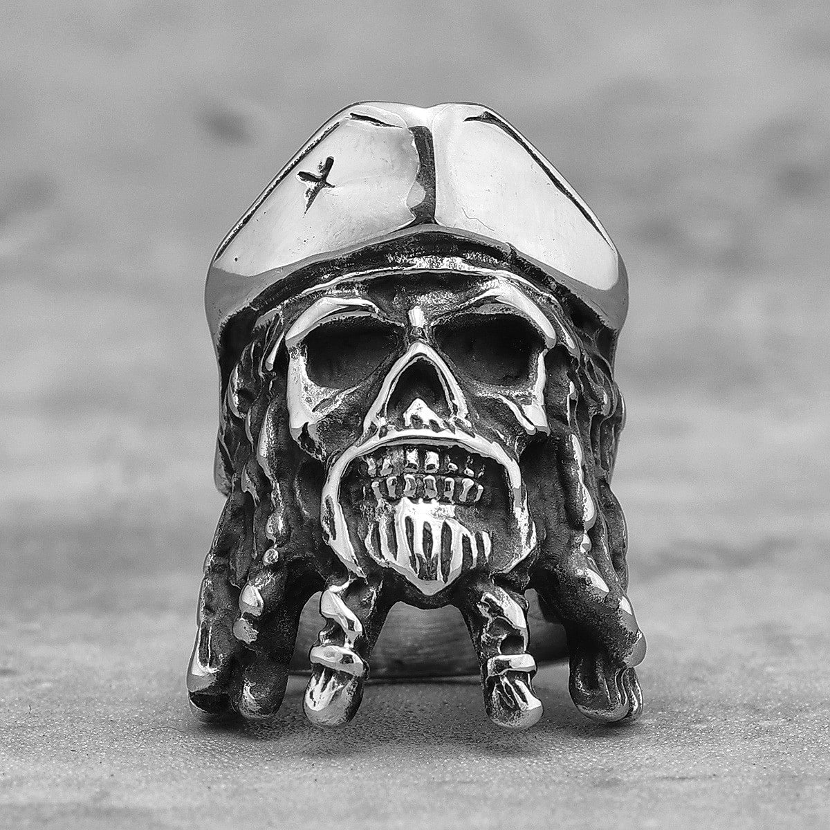 Mens Skull Pirates Davy Jones No Fade Stainless Steel Rings
