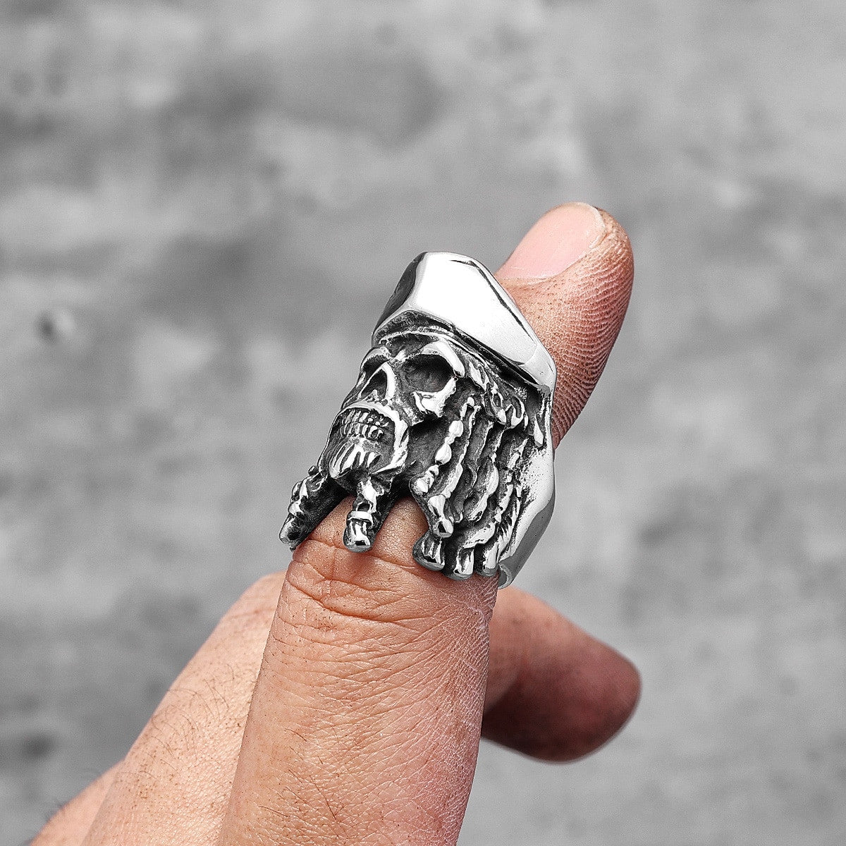Mens Skull Pirates Davy Jones No Fade Stainless Steel Rings