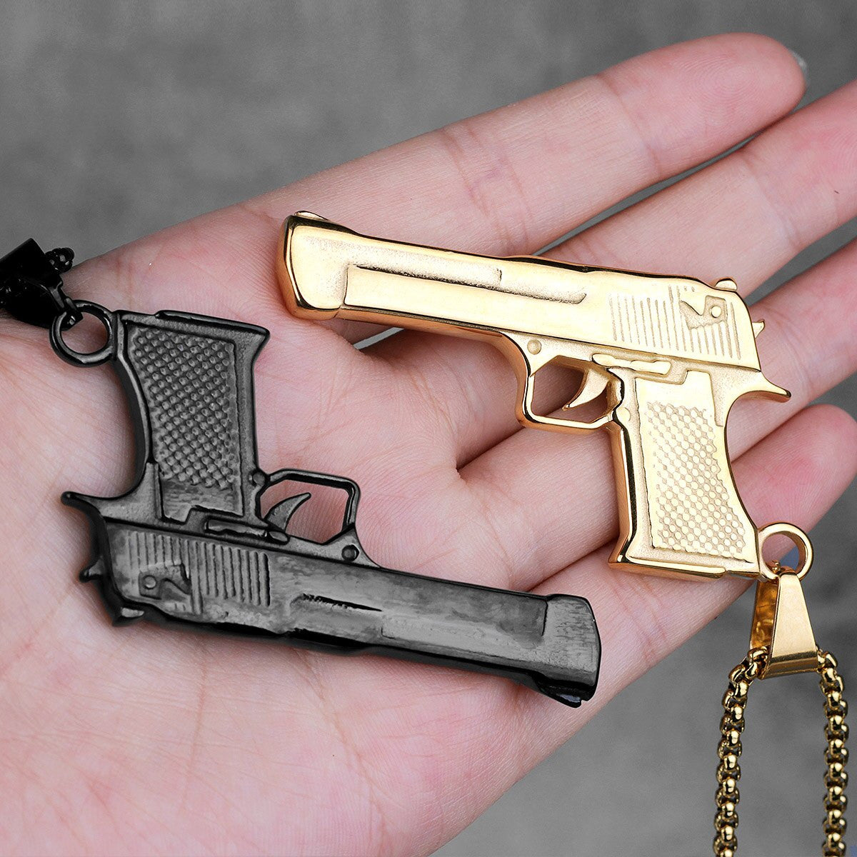 Desert Eagle | Hip Hop 14k Gold Silver Stainless Steel No Fade Pistol Gun Pendant