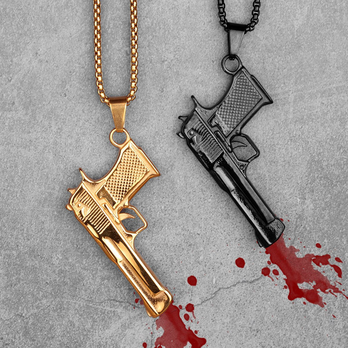 Mens Hip Hop 14k Gold Silver Stainless Steel No Fade Desert Eagle Gun Pendant
