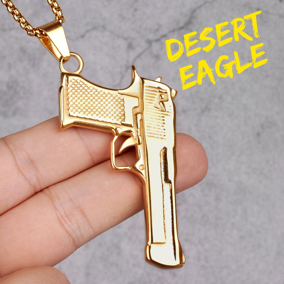 Desert Eagle | Hip Hop 14k Gold Silver Stainless Steel No Fade Pistol Gun Pendant