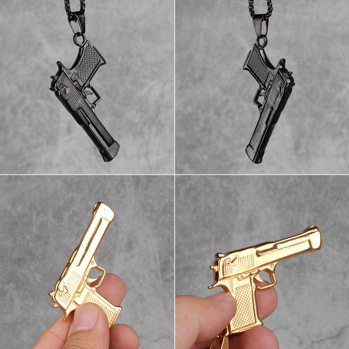 Desert Eagle | Hip Hop 14k Gold Silver Stainless Steel No Fade Pistol Gun Pendant