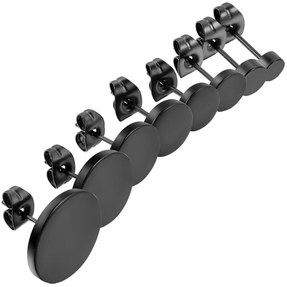 Street Wear Black Hole 3mm-14mm Stainless Steel Hip Hop Earrings