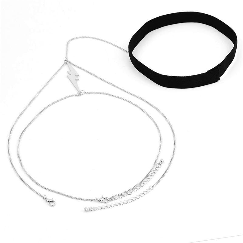 Hot Girl Lightning Double Layer Gold Silver Thigh Body Chain Necklace