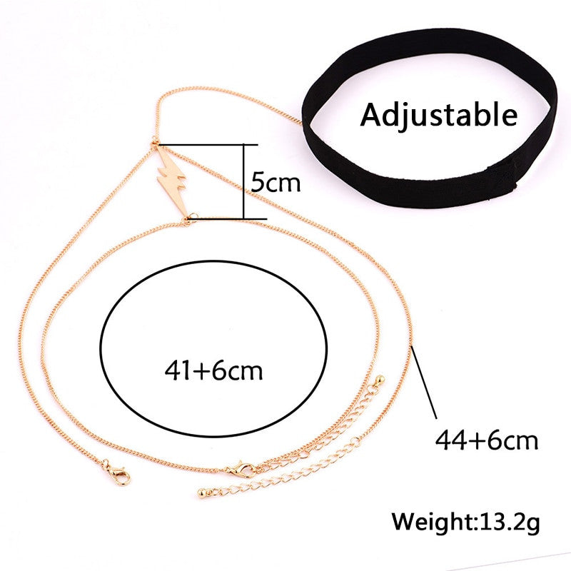 Hot Girl Lightning Double Layer Gold Silver Thigh Body Chain Necklace