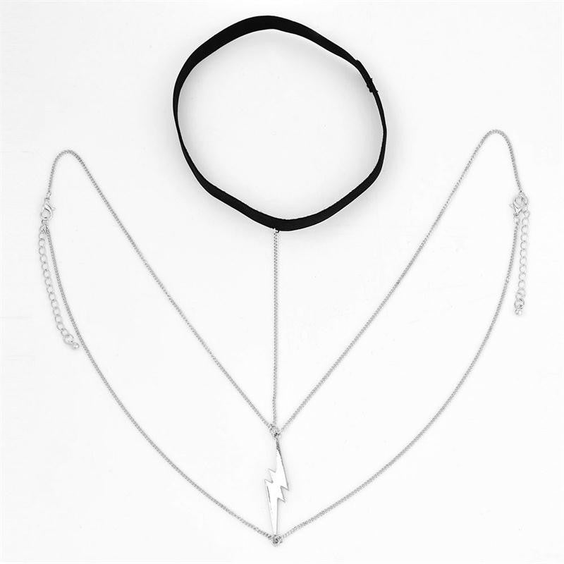 Hot Girl Lightning Double Layer Gold Silver Thigh Body Chain Necklace