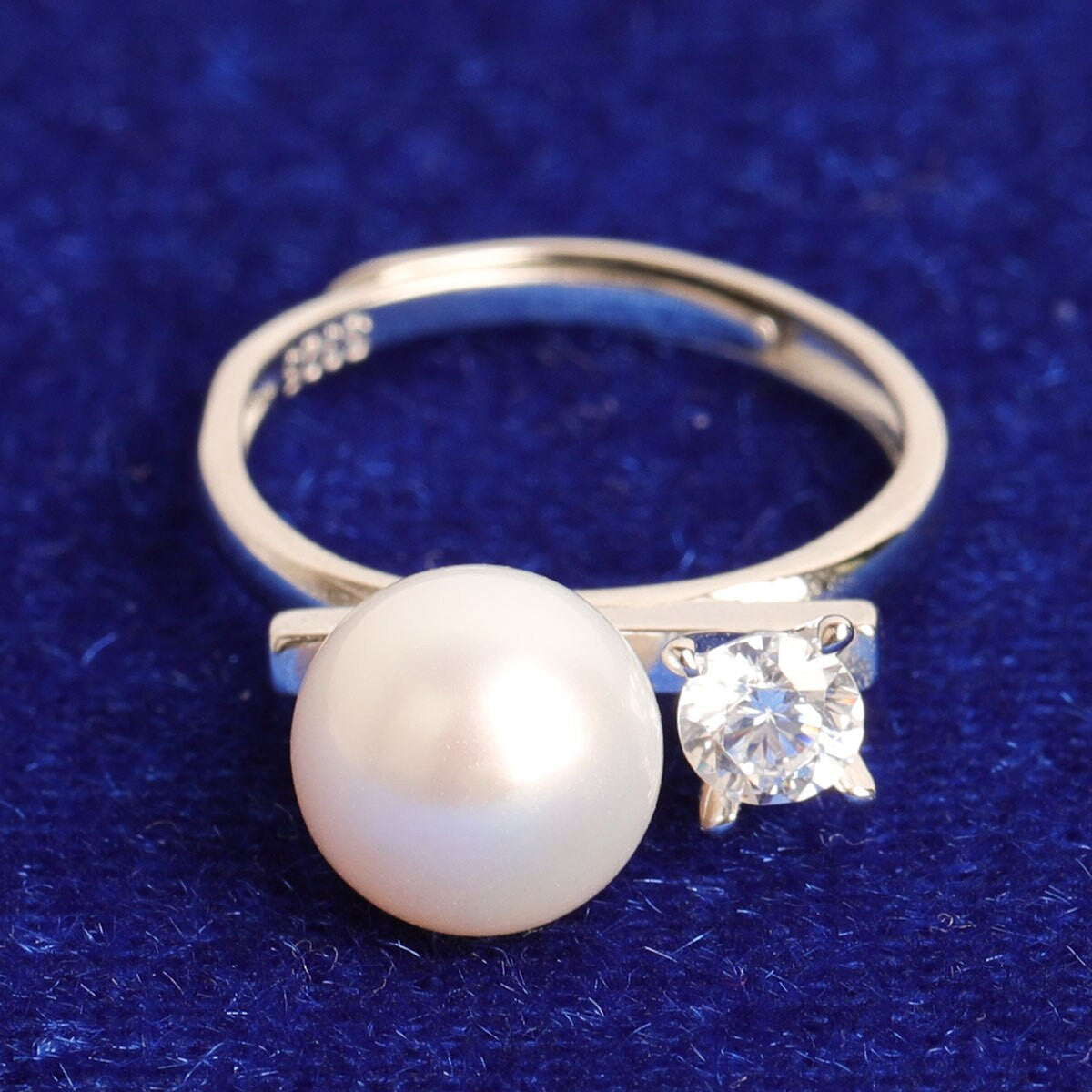 Ladies Genuine Fresh Water Pearl 5A Stone Solid 925 Sterling Silver Bling Rings