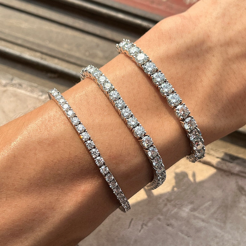 Genuine VVS D Color Solid 925 Sterling Silver Tennis Chain Bracelet Necklaces