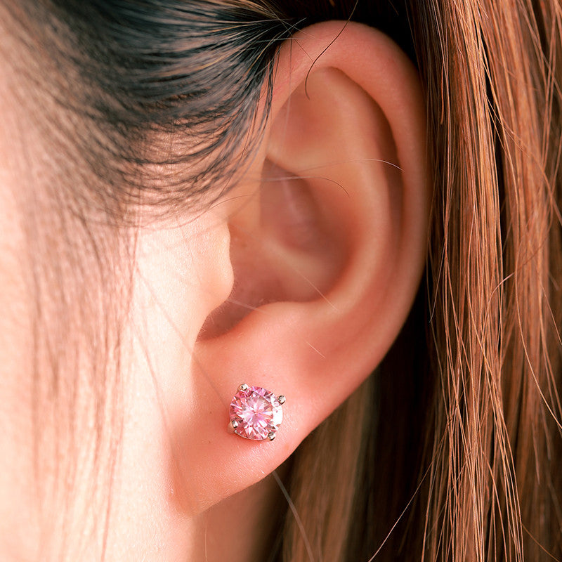 VVS 1CT Pink Yellow Green Blue Moissanite Diamond Stud Earrings