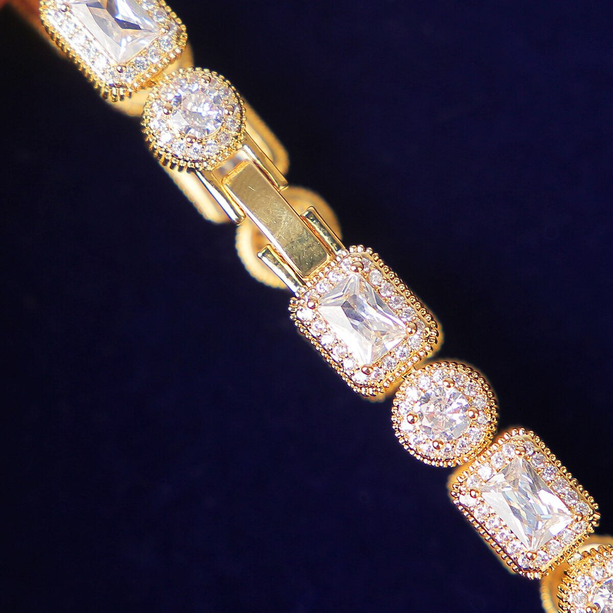Flooded Ice Yellow White Rose Gold Hip Hop 5A Bling Stone Street Wear Bracelets