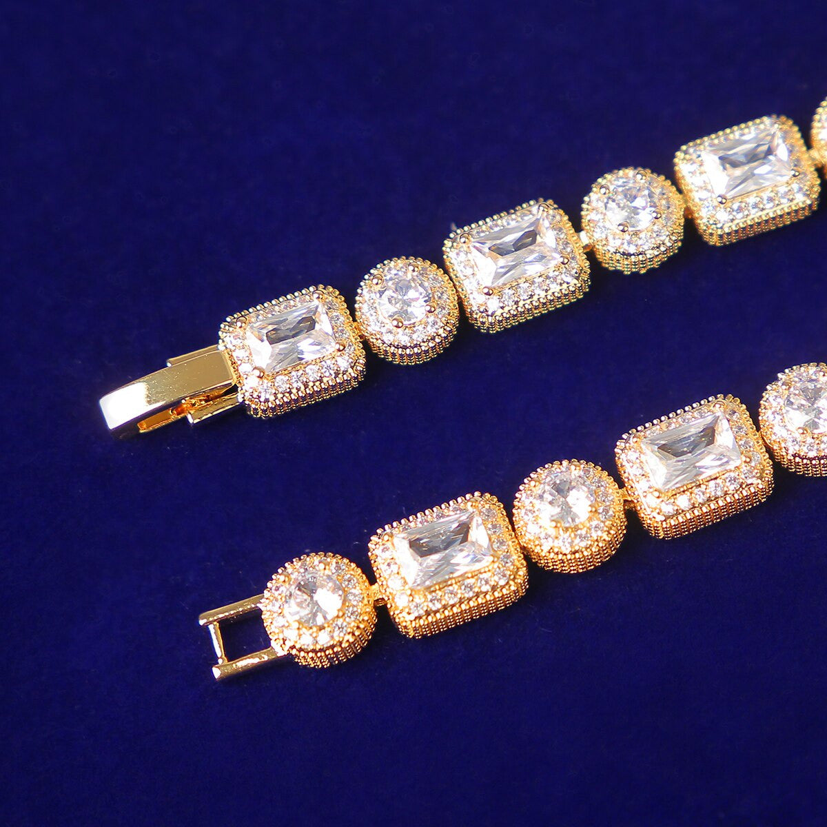 Flooded Ice Yellow White Rose Gold Hip Hop 5A Bling Stone Street Wear Bracelets