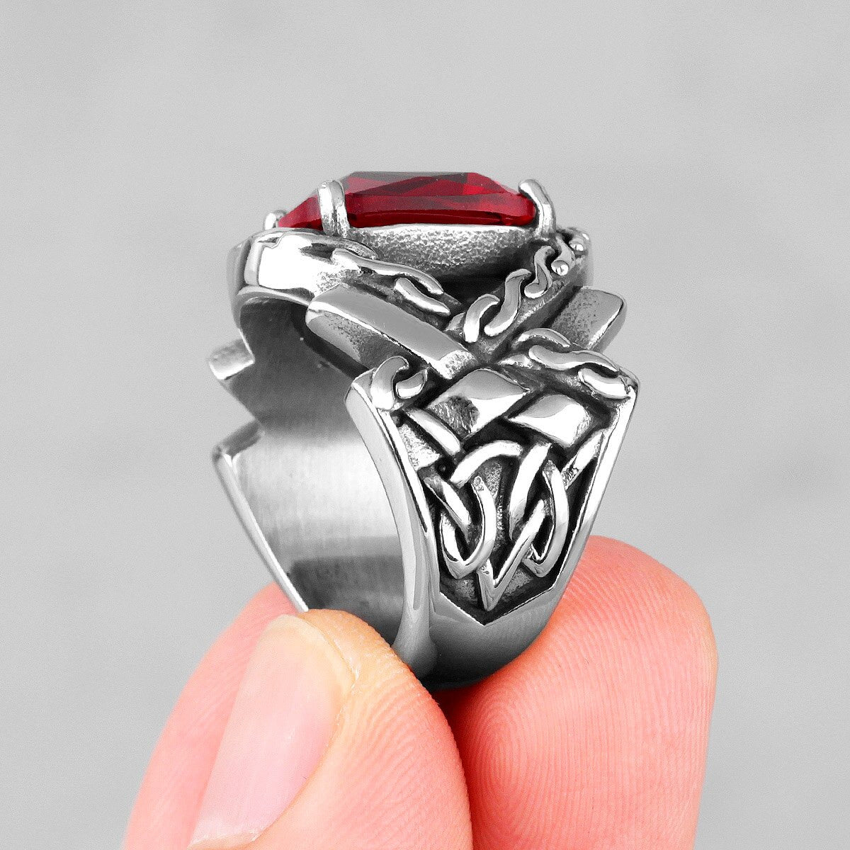 Ancient Wreath Style Gemstone No Fade Stainless Steel Street Wear Fashion Rings